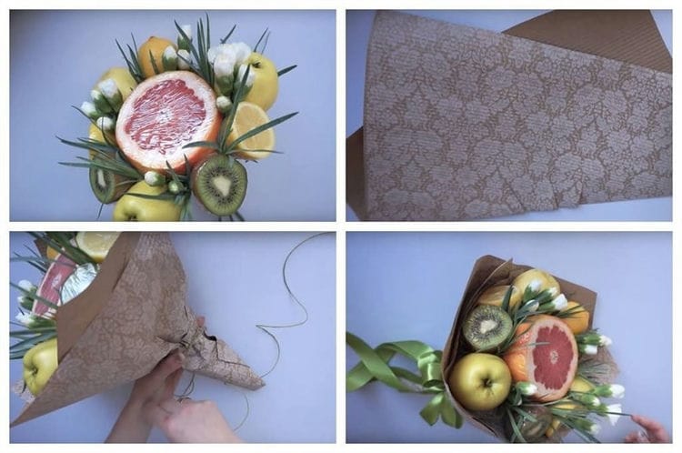 En bukett med frukt, godis och blommor med egna händer: mästarkurser med steg-för-steg-foton och videor för nybörjare. En fruktbukett: hur man samlar in och ordnar en vacker fruktbukett med egna händer (100 bilder)