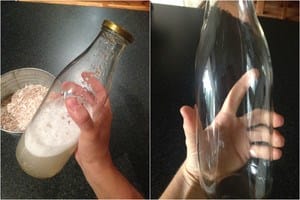Como lavar qualquer recipiente por dentro, mesmo com gargalo estreito, mesmo da placa verde depois da água? Como limpar garrafas de vidro por dentro: um hack da vida dos bartenders
