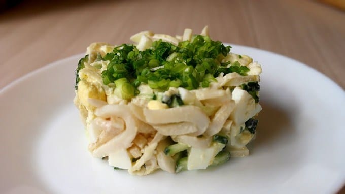 Squid salad - homemade and delicious recipes. Squid salad