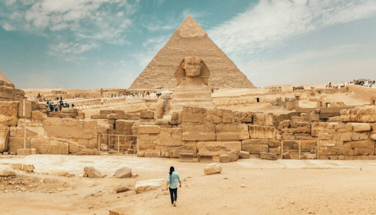 person walking near The Great Sphinx