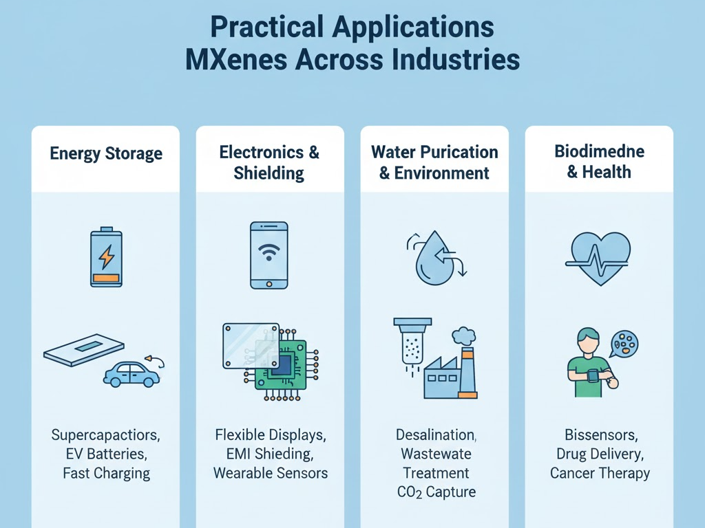 mxene energy storage, supercapacitor materials, advanced nanomaterials 📸📸 Realistic laboratory scene with MXene-coated electrodes inside an energy storage prototype, controlled lighting, sharp focus MXene energy storage application